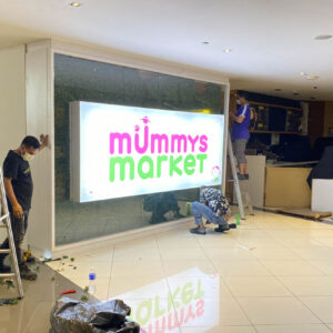 fabric lightbox signage for mummys market