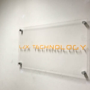 L7X technology wording on transparent signage